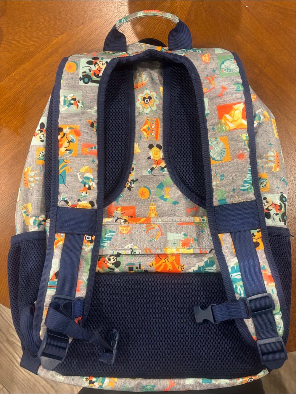 Disney Navy & Grey Kids Backpack with Colorful Character Print